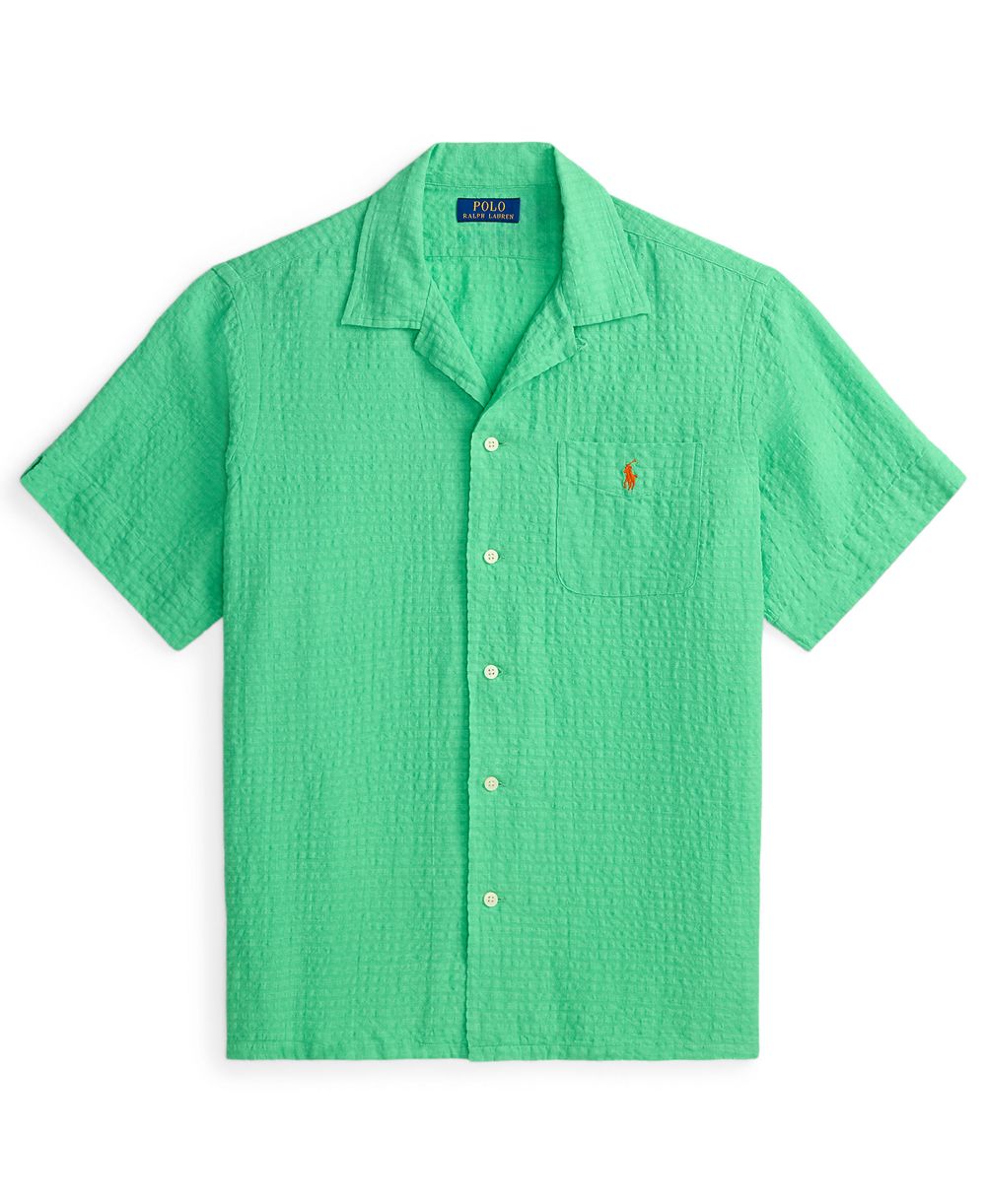 Classic-Fit Linen-Blend Seersucker Shirt