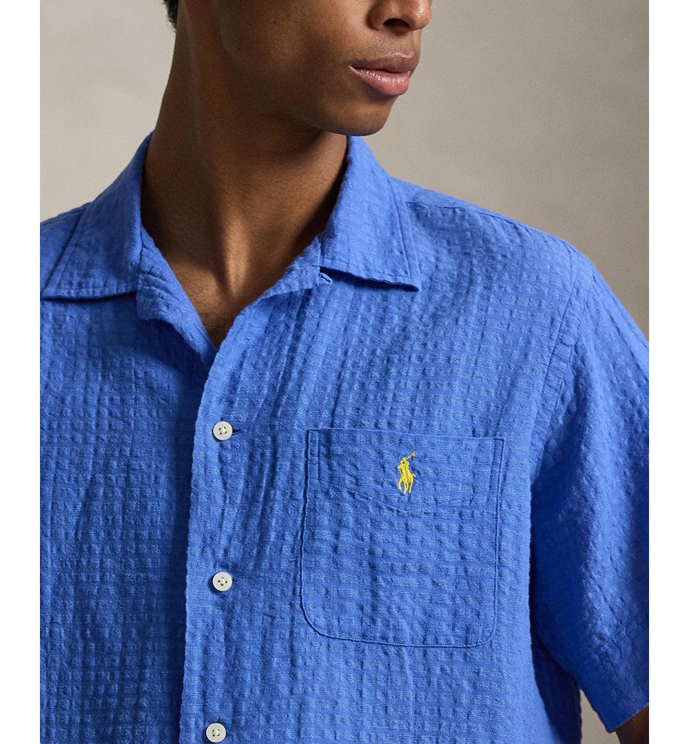 Classic-Fit Linen-Blend Seersucker Shirt