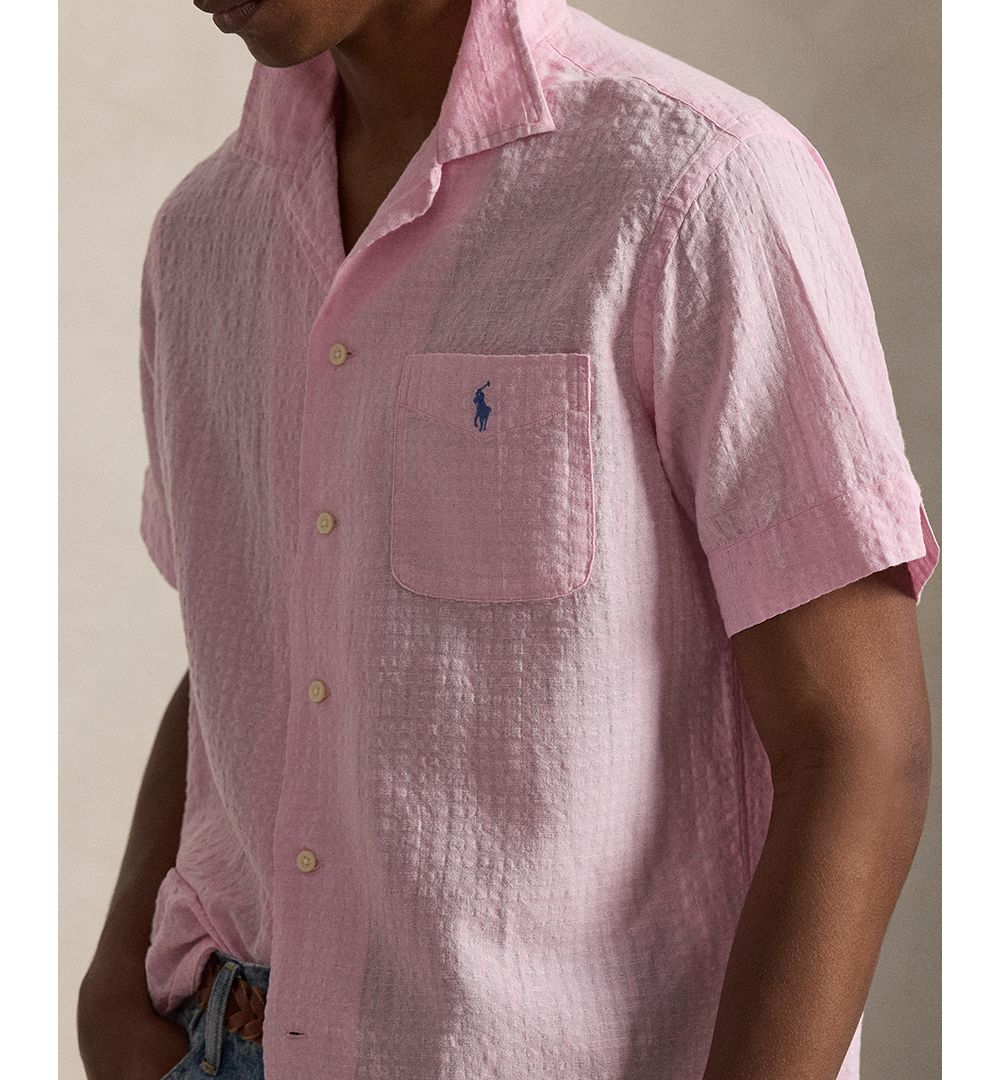 Classic-Fit Linen-Blend Seersucker Shirt