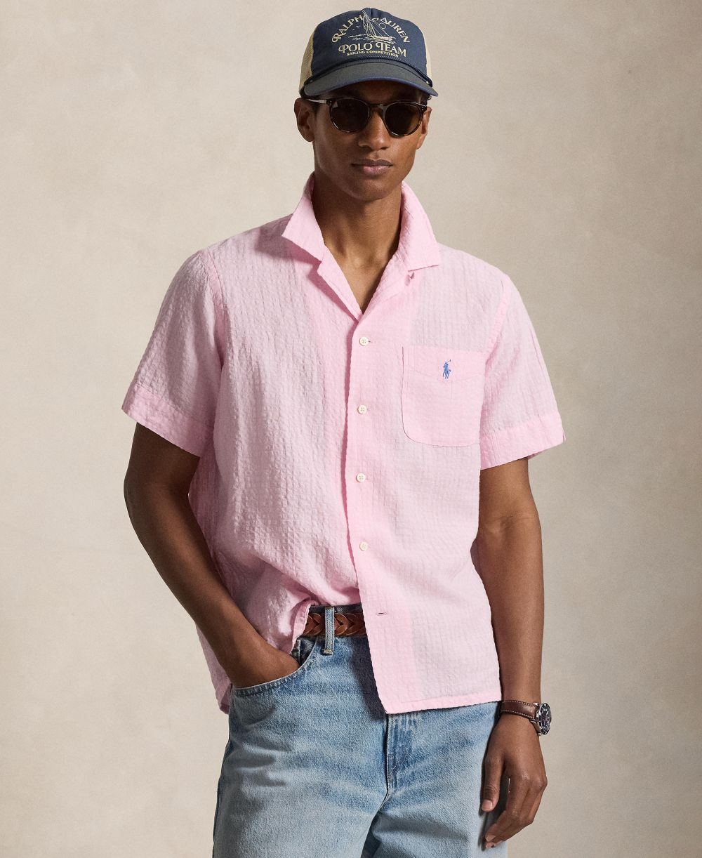 Classic-Fit Linen-Blend Seersucker Shirt