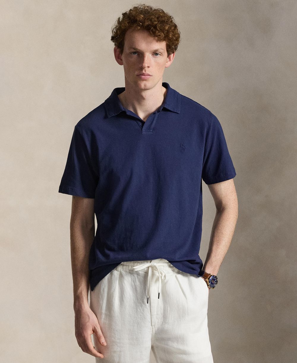 Standard Fit Cotton-Linen Polo Shirt