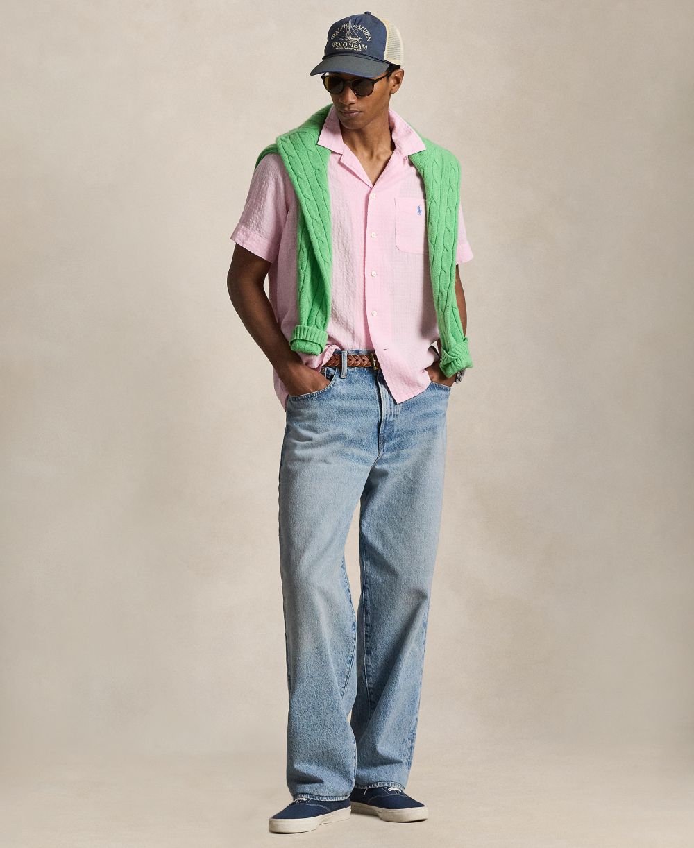 Classic-Fit Linen-Blend Seersucker Shirt
