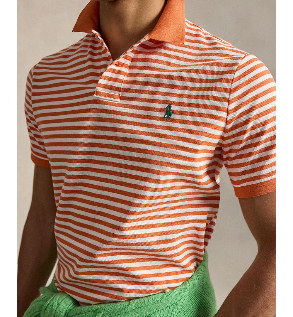 Classic Fit Striped Mesh Polo Shirt