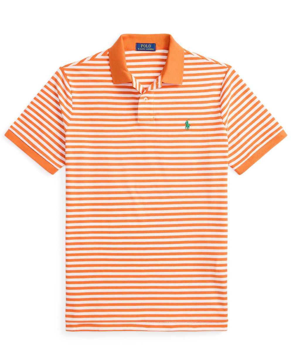 Classic Fit Striped Mesh Polo Shirt