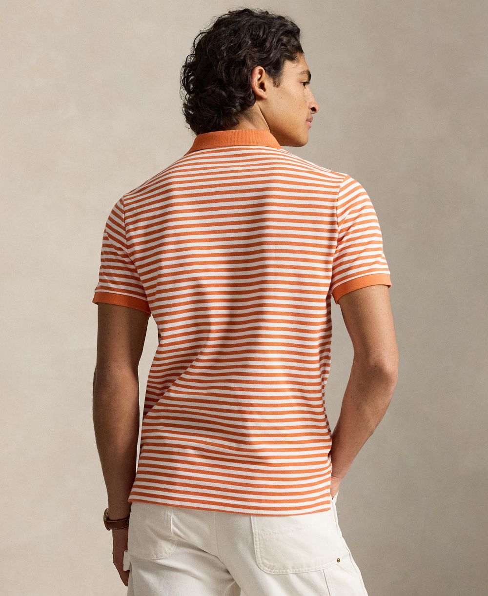 Classic Fit Striped Mesh Polo Shirt
