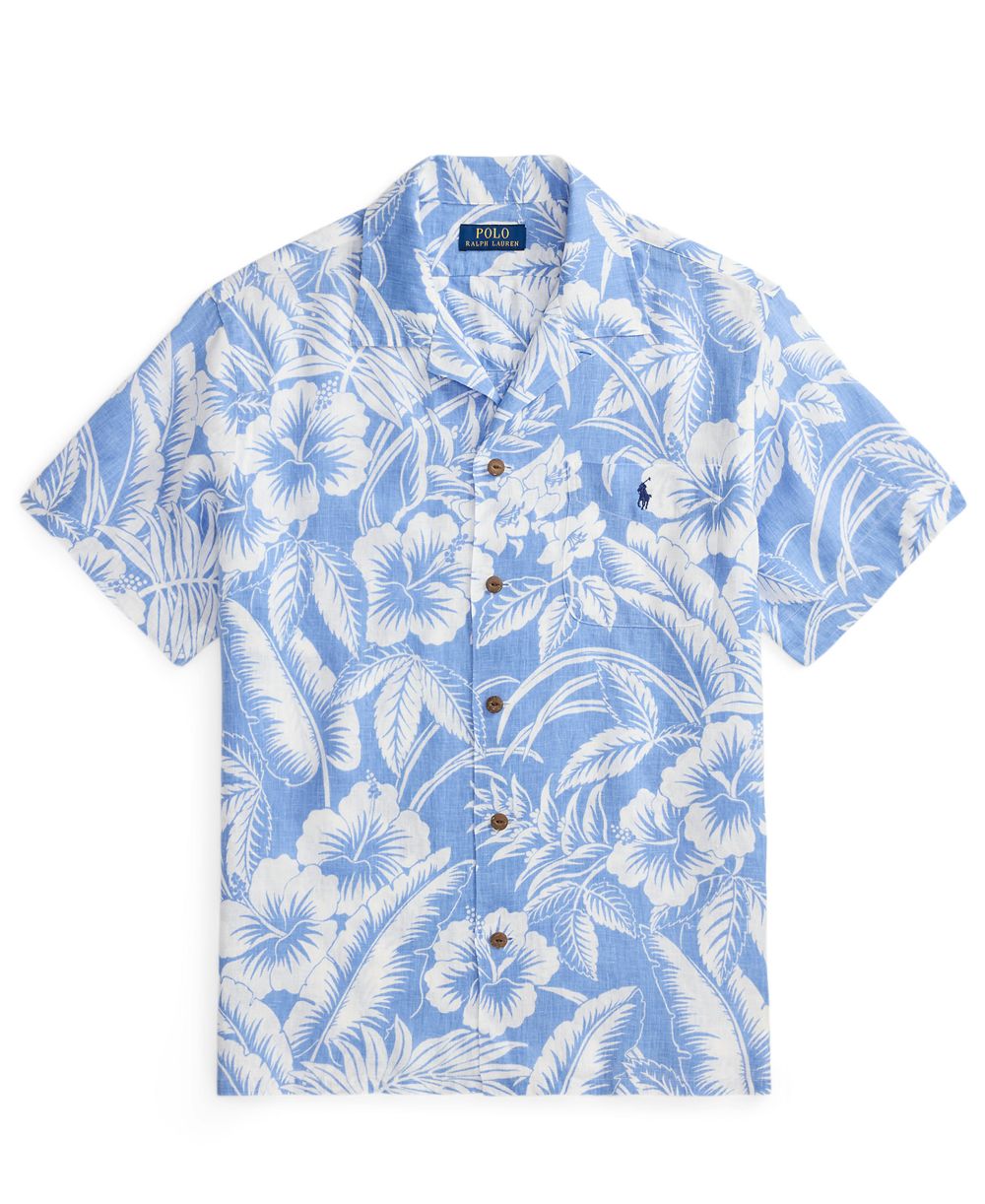Men's Short-Sleeve Linen Button-Up Shirt