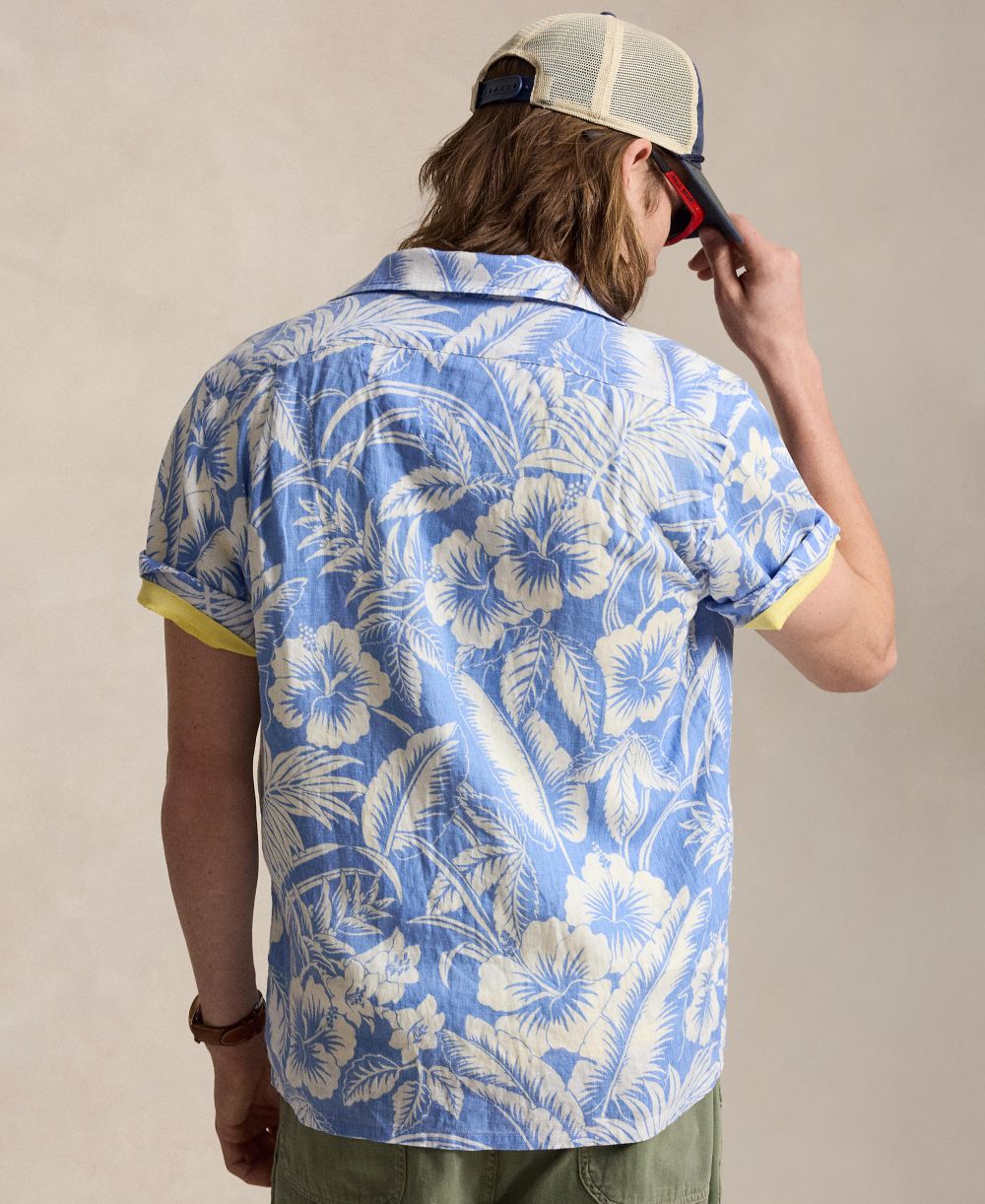 Men's Short-Sleeve Linen Button-Up Shirt