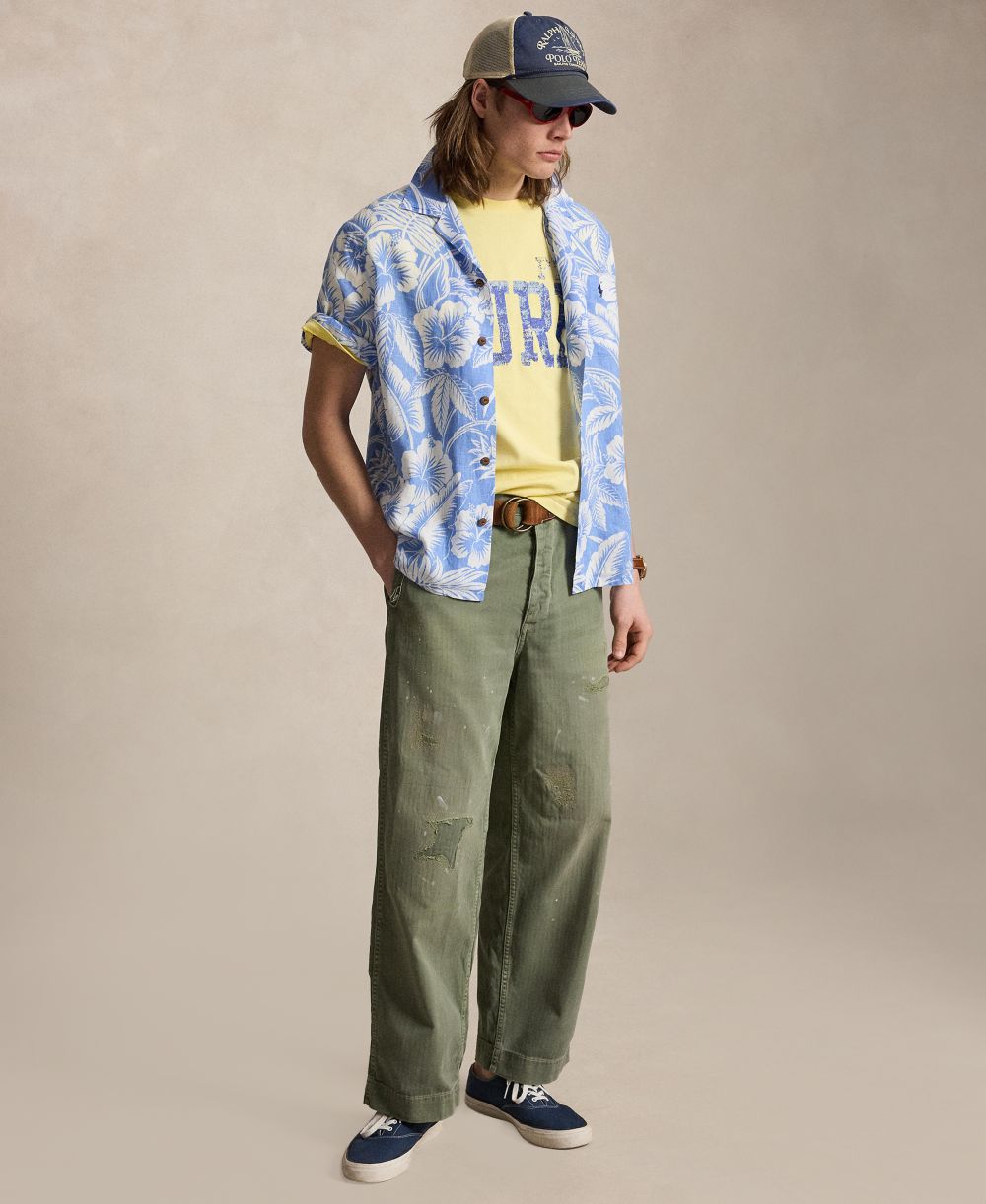 Men's Short-Sleeve Linen Button-Up Shirt