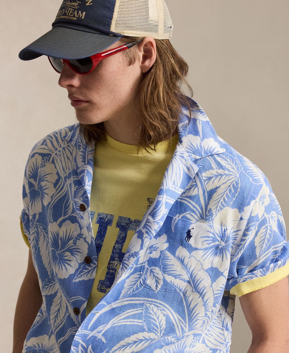 Men's Short-Sleeve Linen Button-Up Shirt
