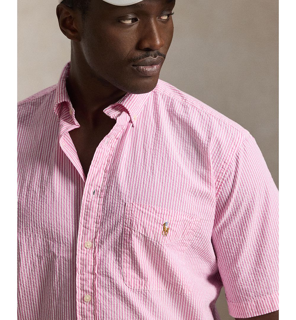 Men's Big & Tall Striped Short-Sleeve Seersucker Shirt
