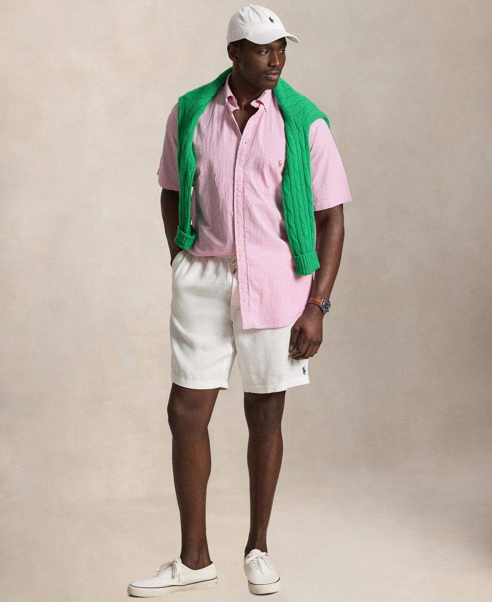 Men's Big & Tall Striped Short-Sleeve Seersucker Shirt