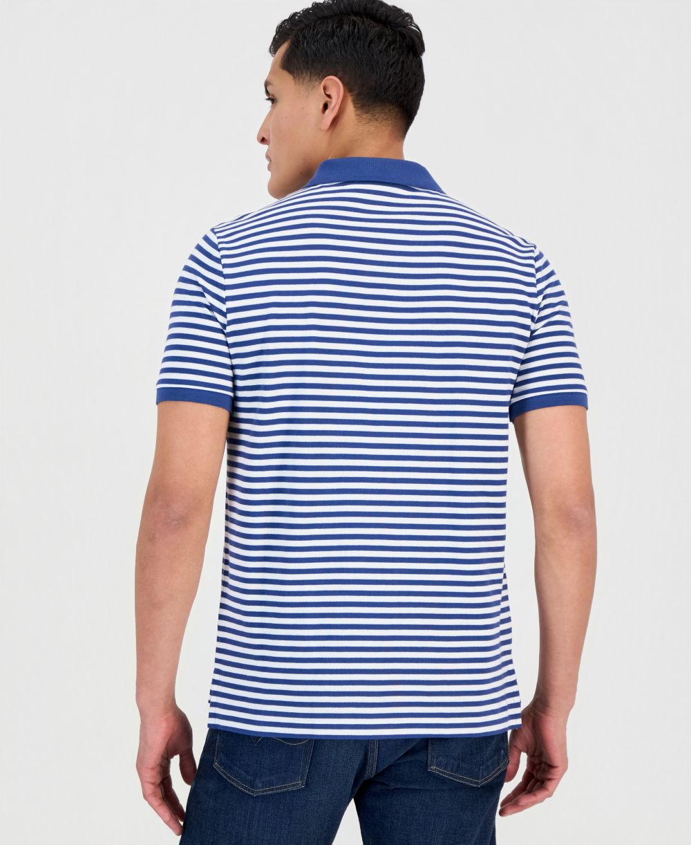 Men's Striped Mesh Polo Shirt
