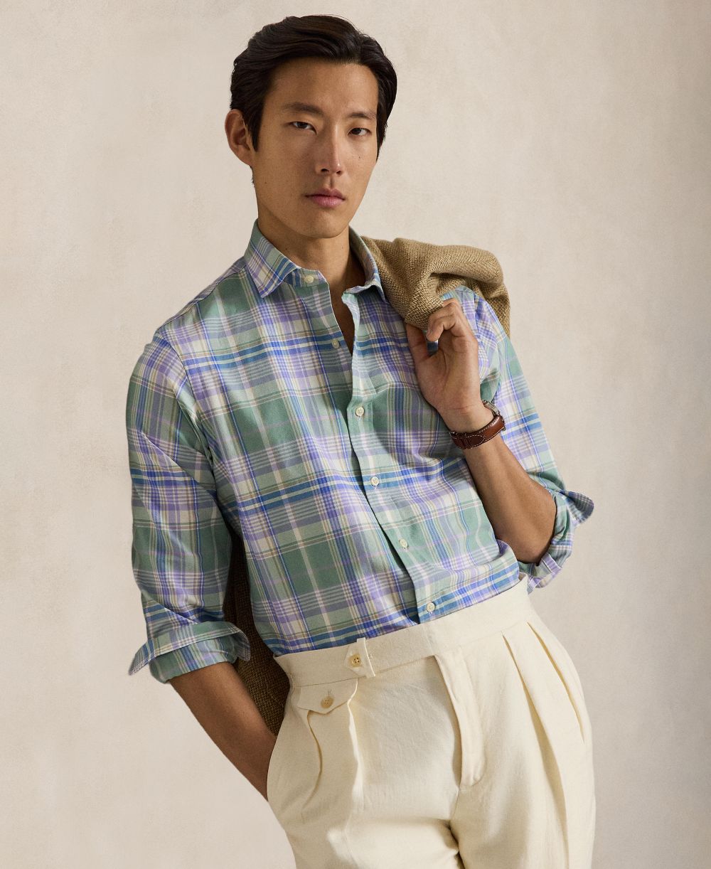 Men's Classic Fit Plaid Brushed Oxford Shirt