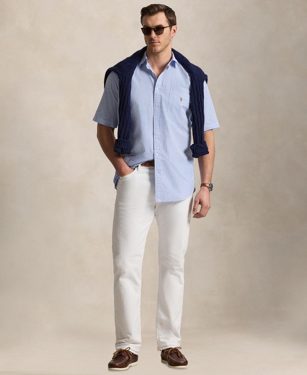 Men's Big & Tall Striped Short-Sleeve Seersucker Shirt