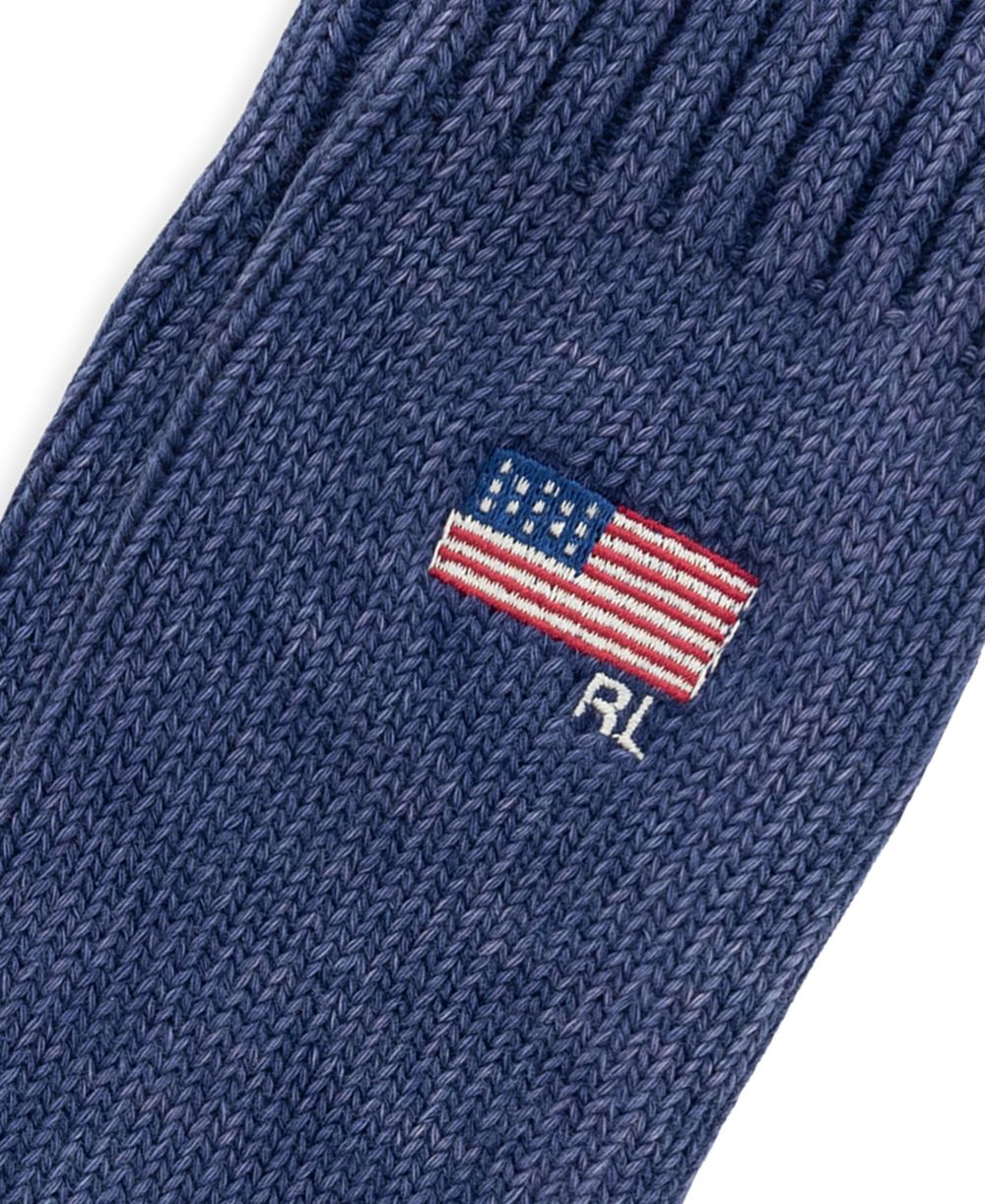 Men's Indigo Flag Ribbed Cuff Sock