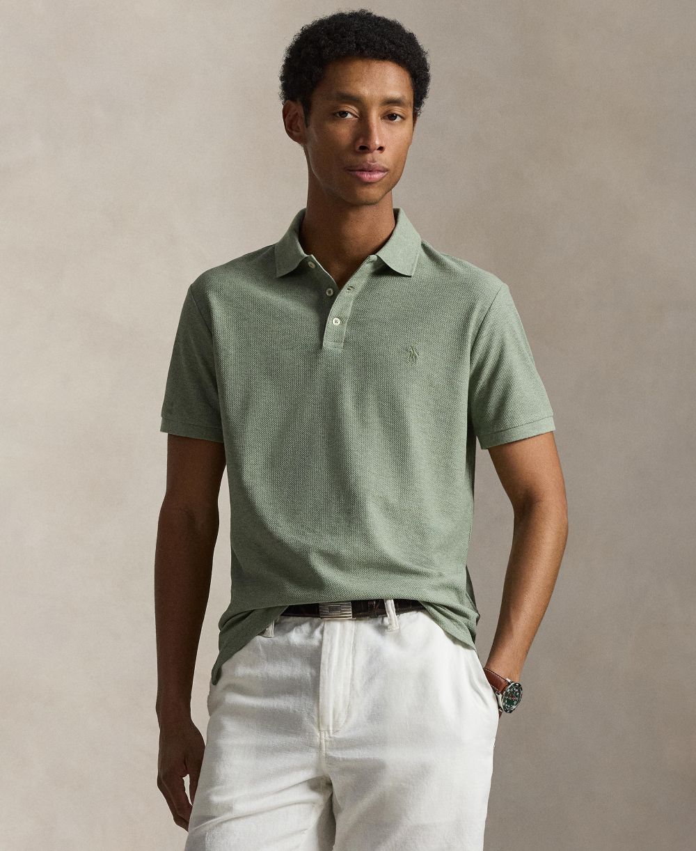 Men's Custom Slim-Fit Honeycomb-Mesh Polo Shirt