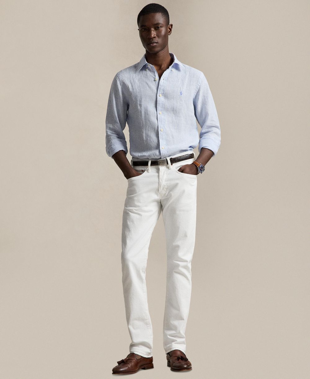 Men's Striped Linen Classic-Fit Shirt