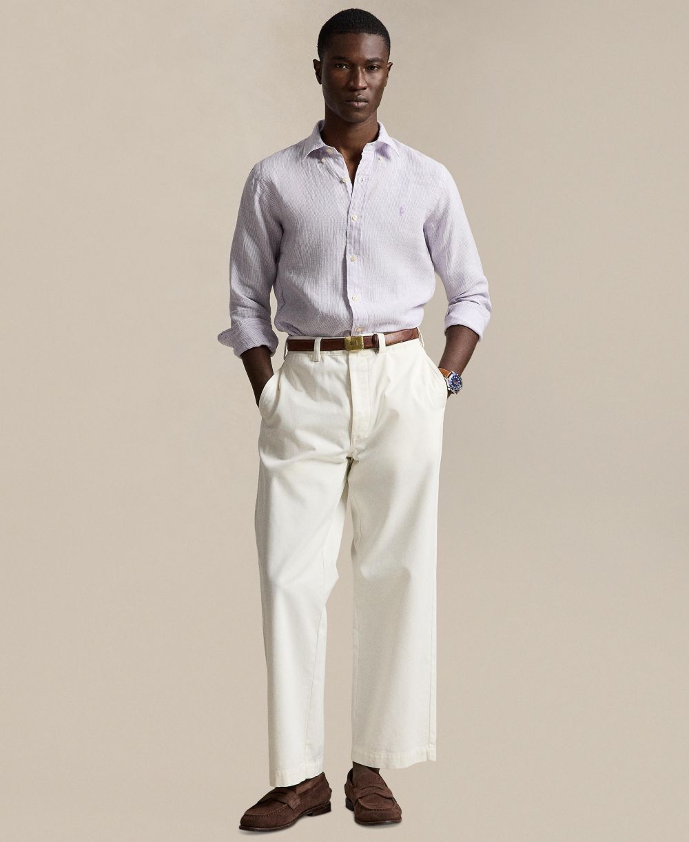Men's Striped Linen Classic-Fit Shirt