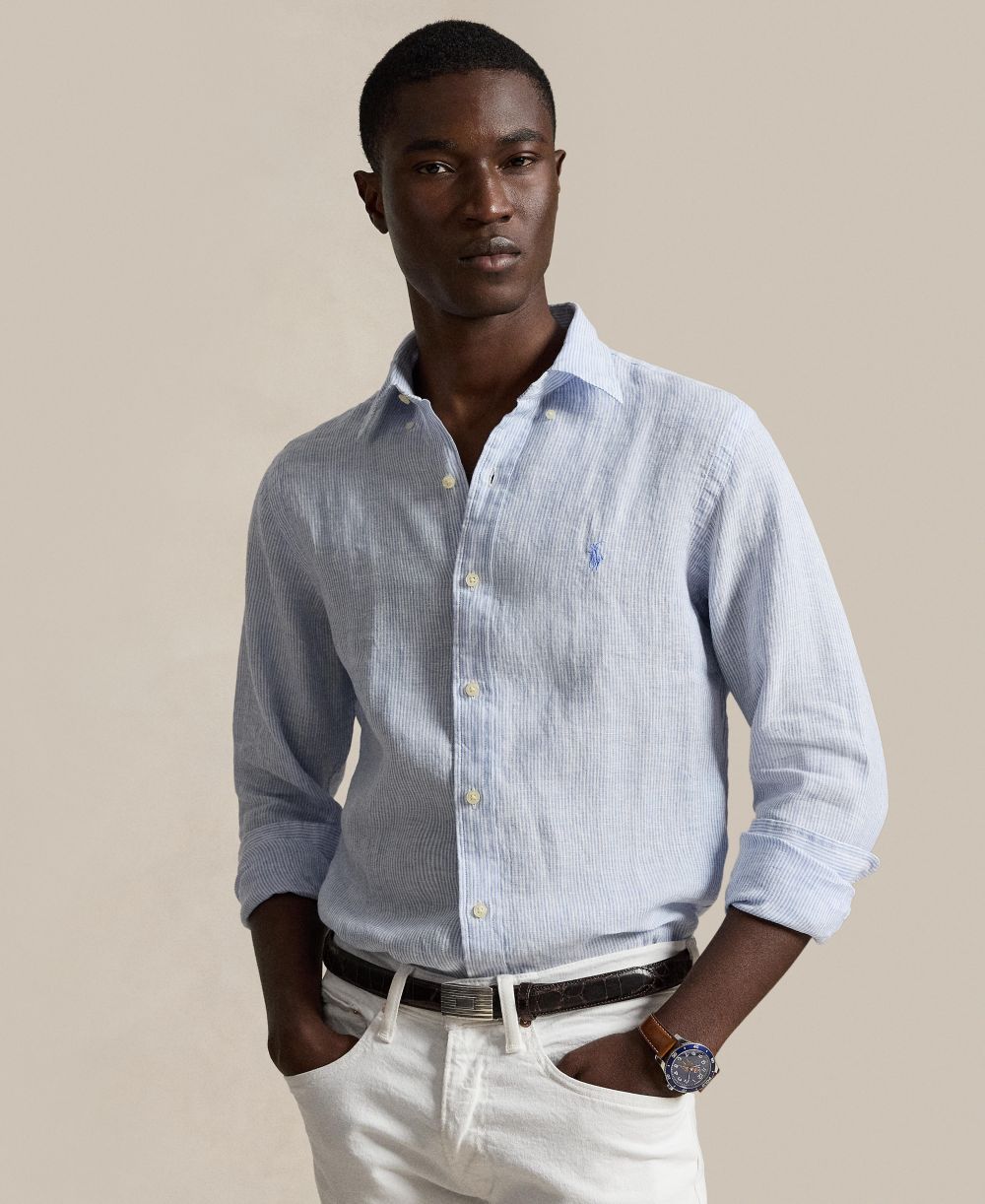 Men's Striped Linen Classic-Fit Shirt