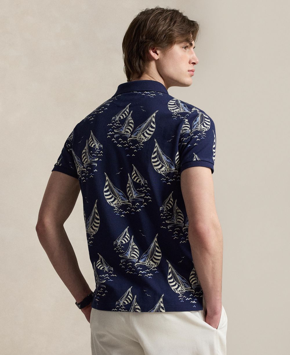 Men's Classic-Fit Sailboat Mesh Polo Shirt