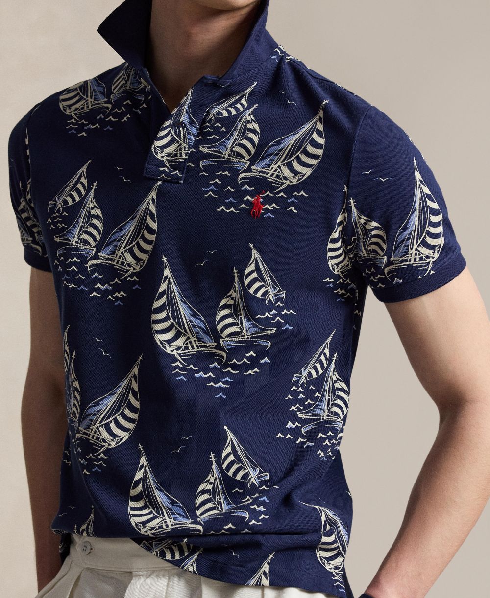 Men's Classic-Fit Sailboat Mesh Polo Shirt
