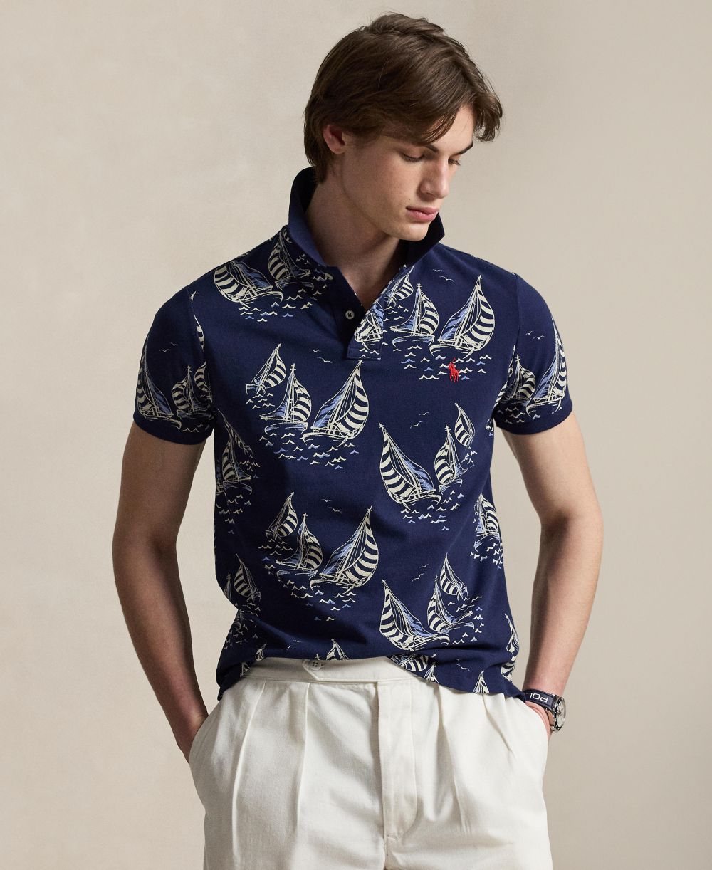 Men's Classic-Fit Sailboat Mesh Polo Shirt