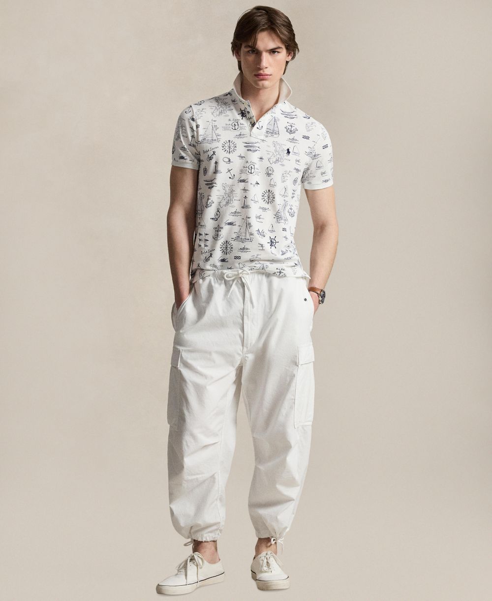 Men's Classic-Fit Nautical Mesh Polo Shirt