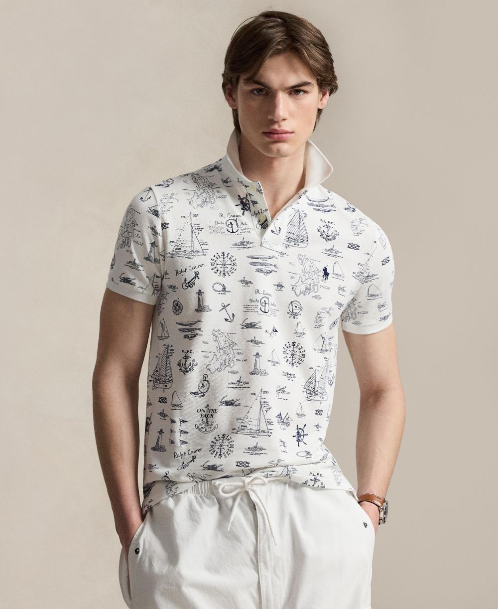 Men's Classic-Fit Nautical Mesh Polo Shirt