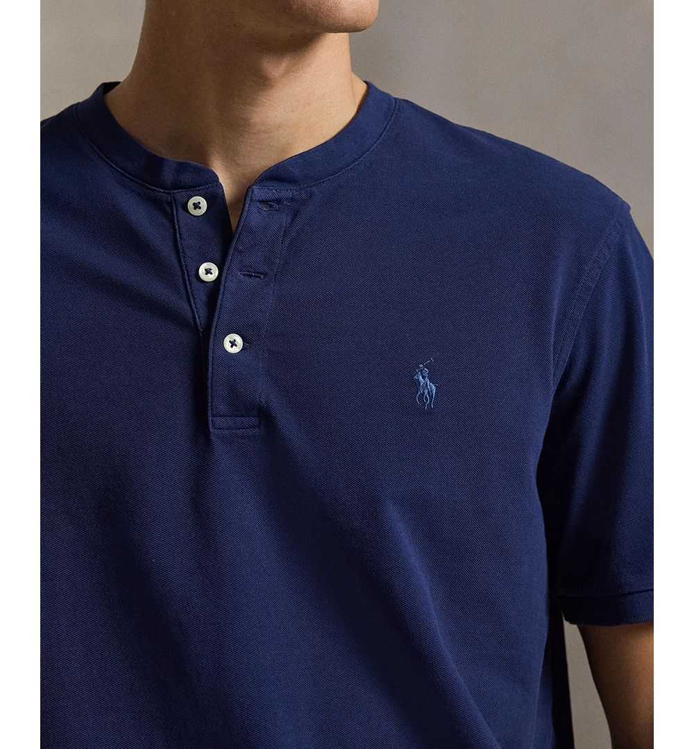 Men's Featherweight Mesh Henley Polo Shirt