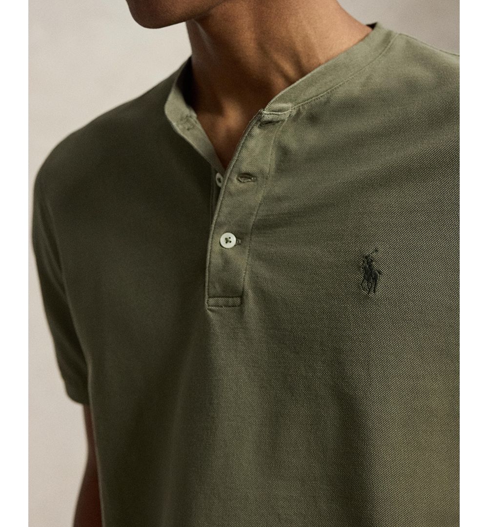 Men's Featherweight Mesh Henley Polo Shirt