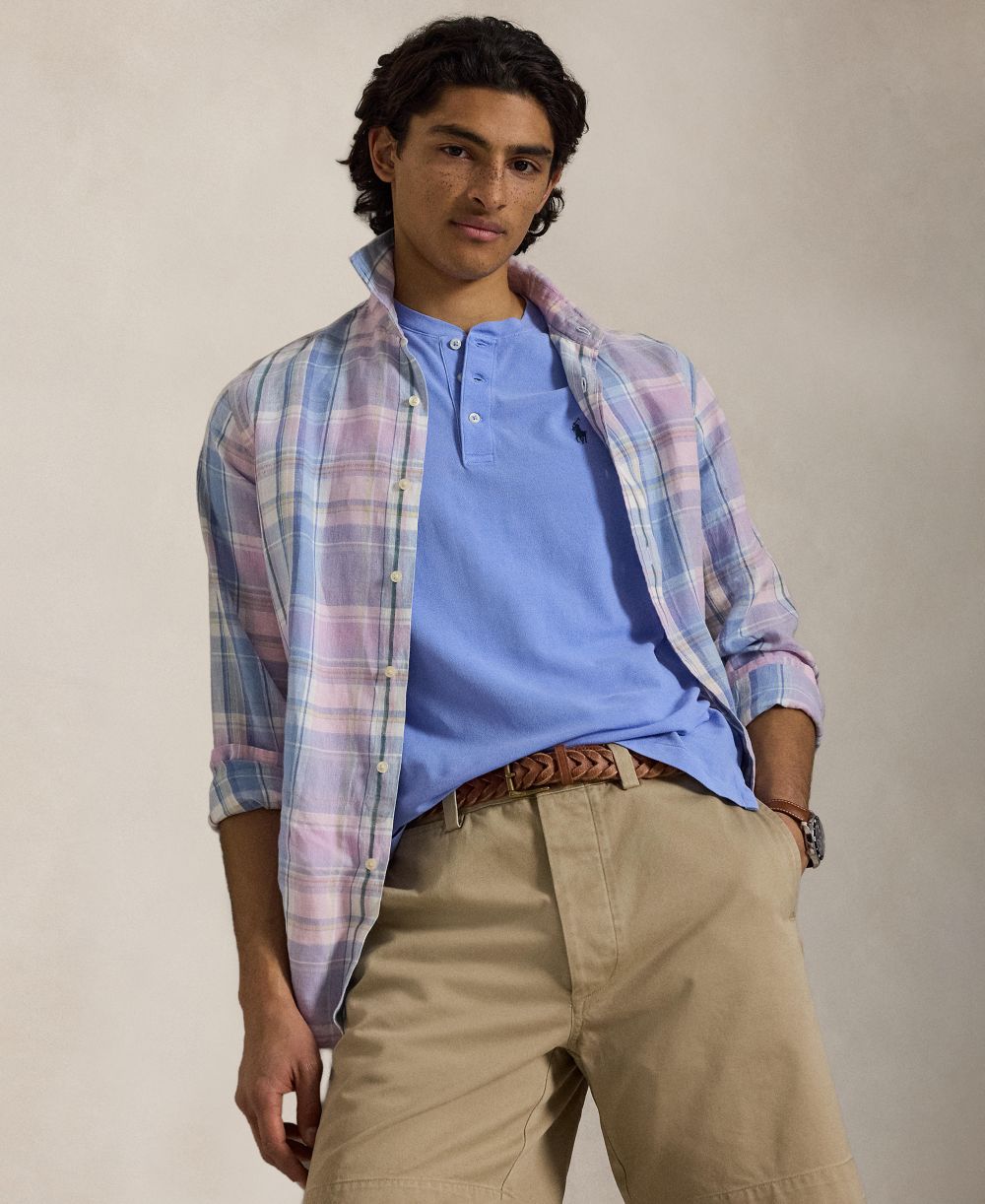 Men's Featherweight Mesh Henley Polo Shirt