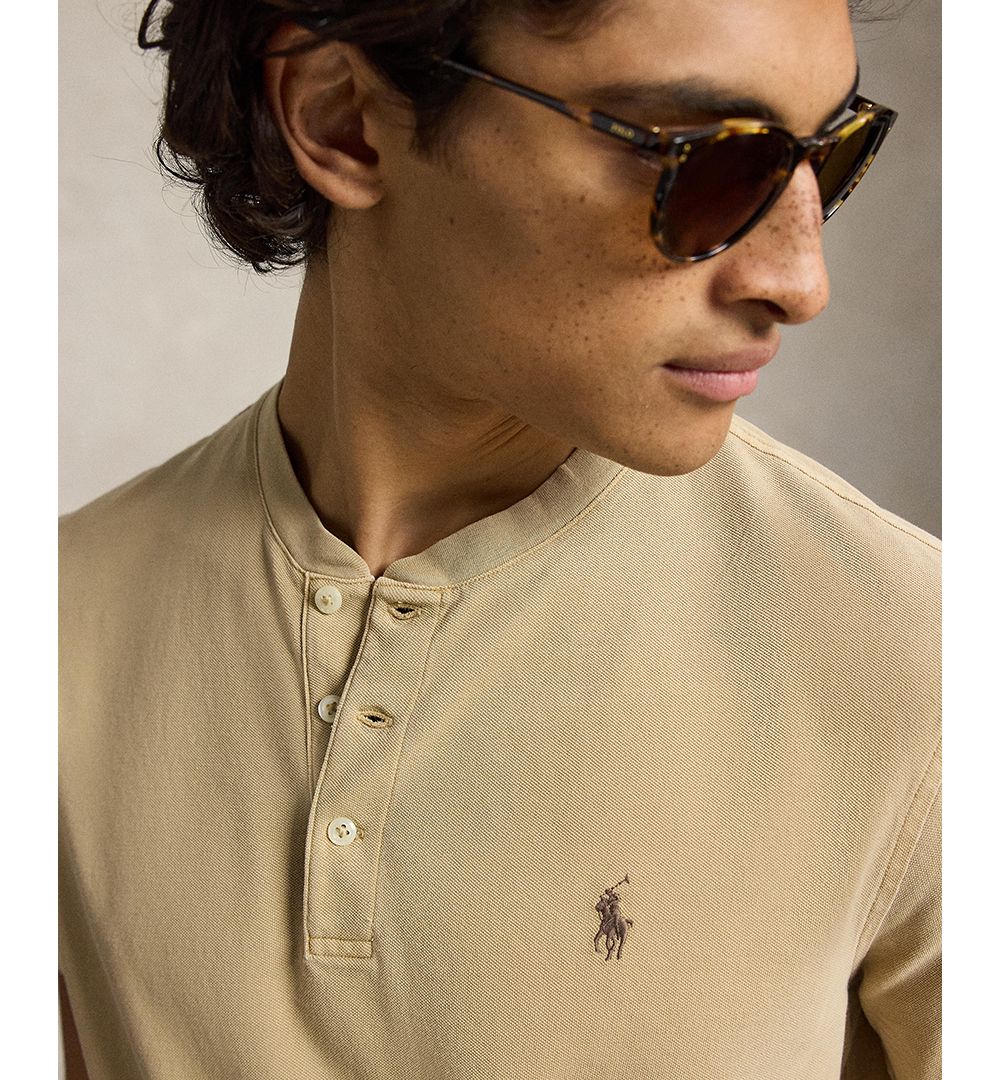 Men's Featherweight Mesh Henley Polo Shirt