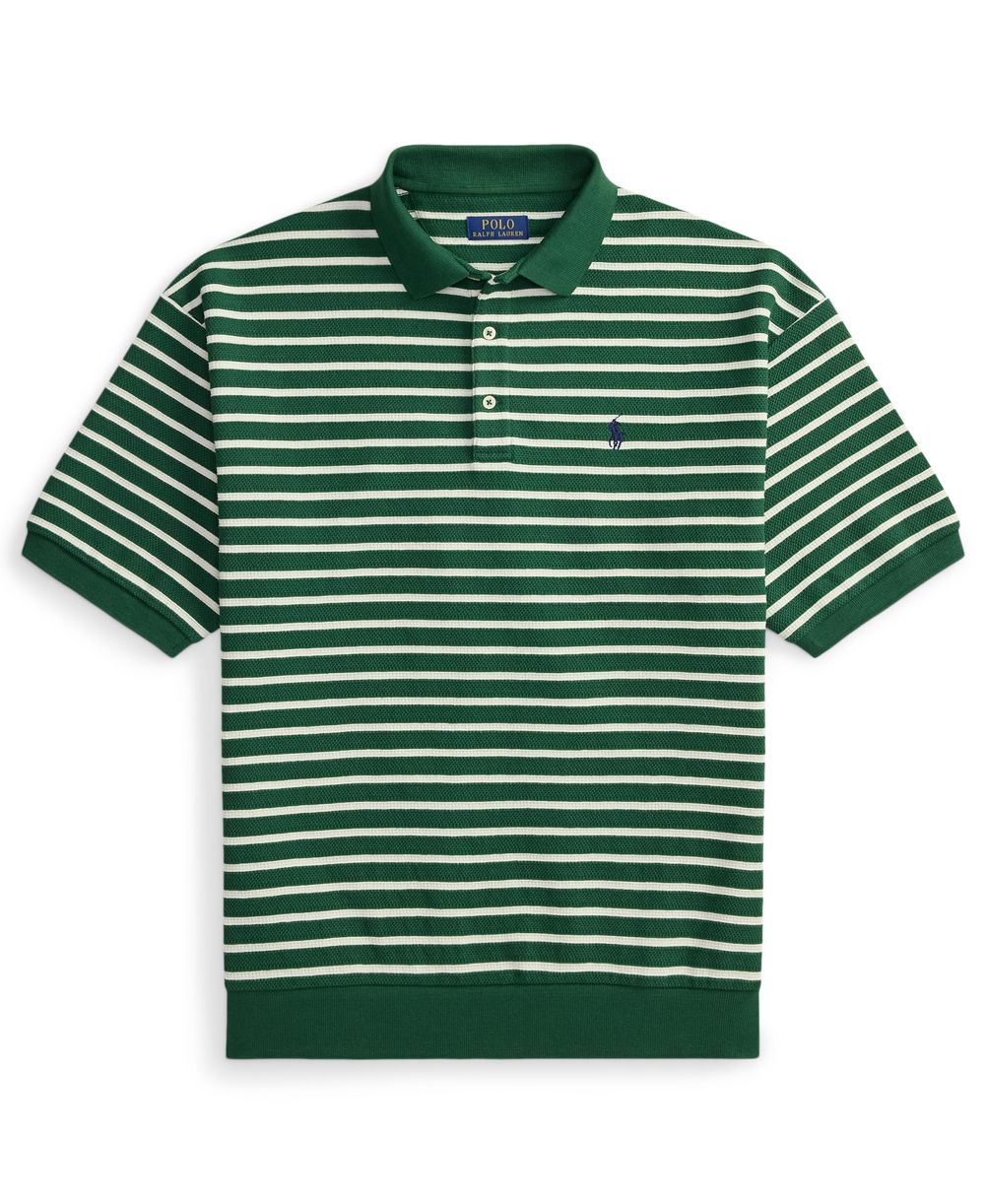 Relaxed-Fit Striped Textured Polo Shirt