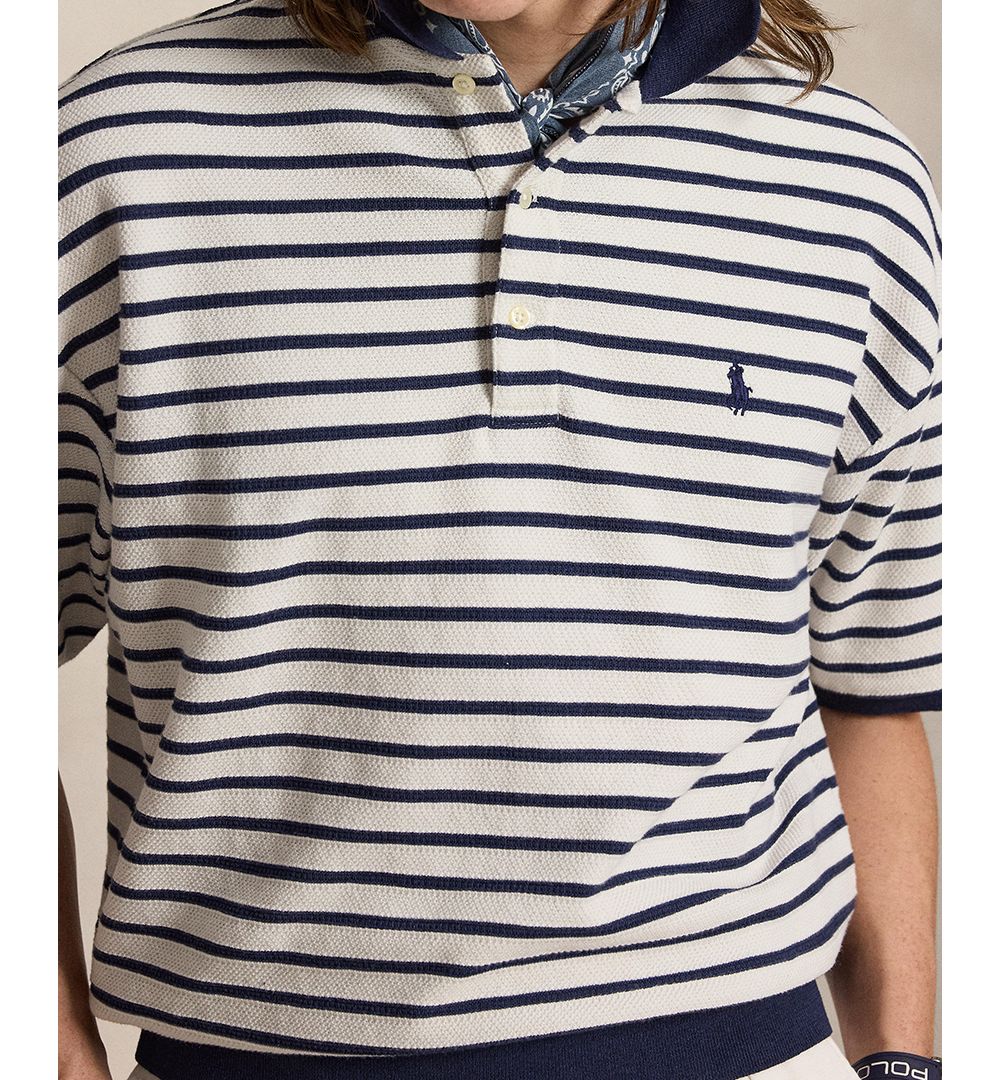 Relaxed-Fit Striped Textured Polo Shirt