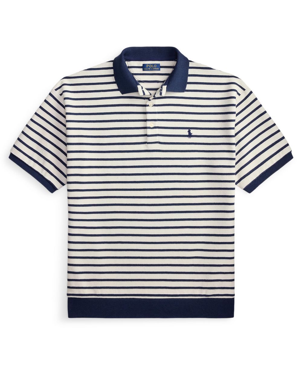 Relaxed-Fit Striped Textured Polo Shirt