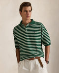 Relaxed-Fit Striped Textured Polo Shirt