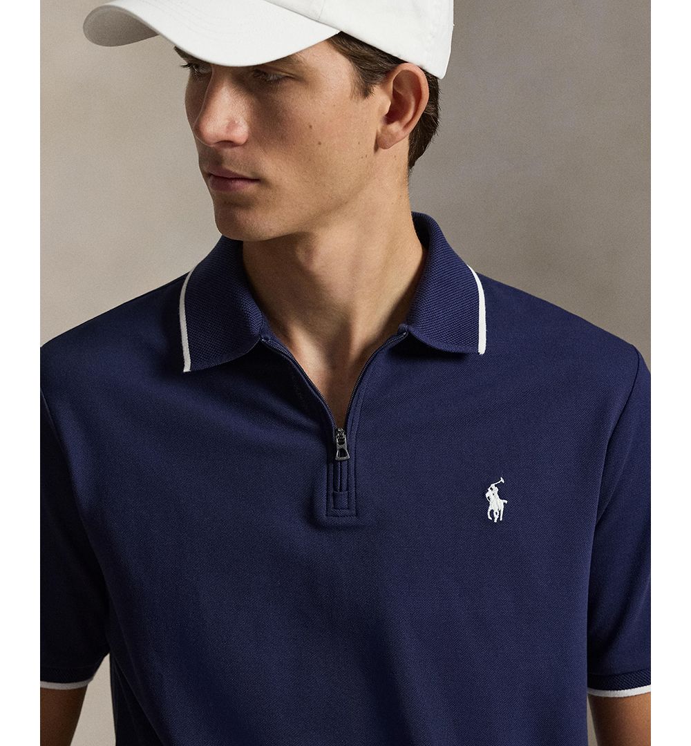 Men's Classic-Fit Stretch Mesh Zip Polo Shirt