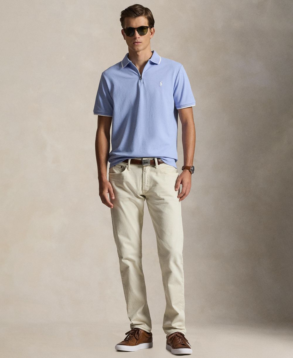 Men's Classic-Fit Stretch Mesh Zip Polo Shirt