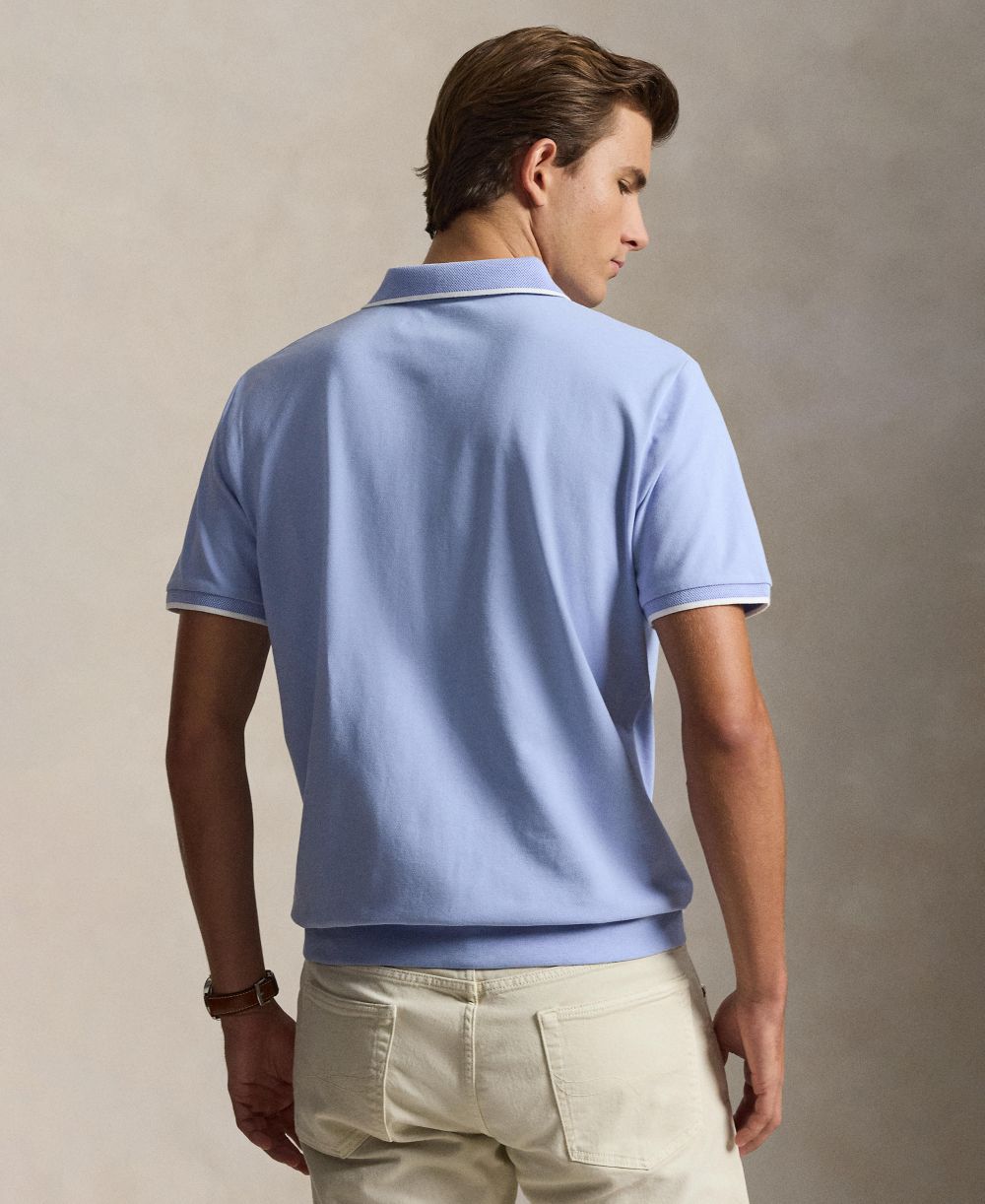 Men's Classic-Fit Stretch Mesh Zip Polo Shirt