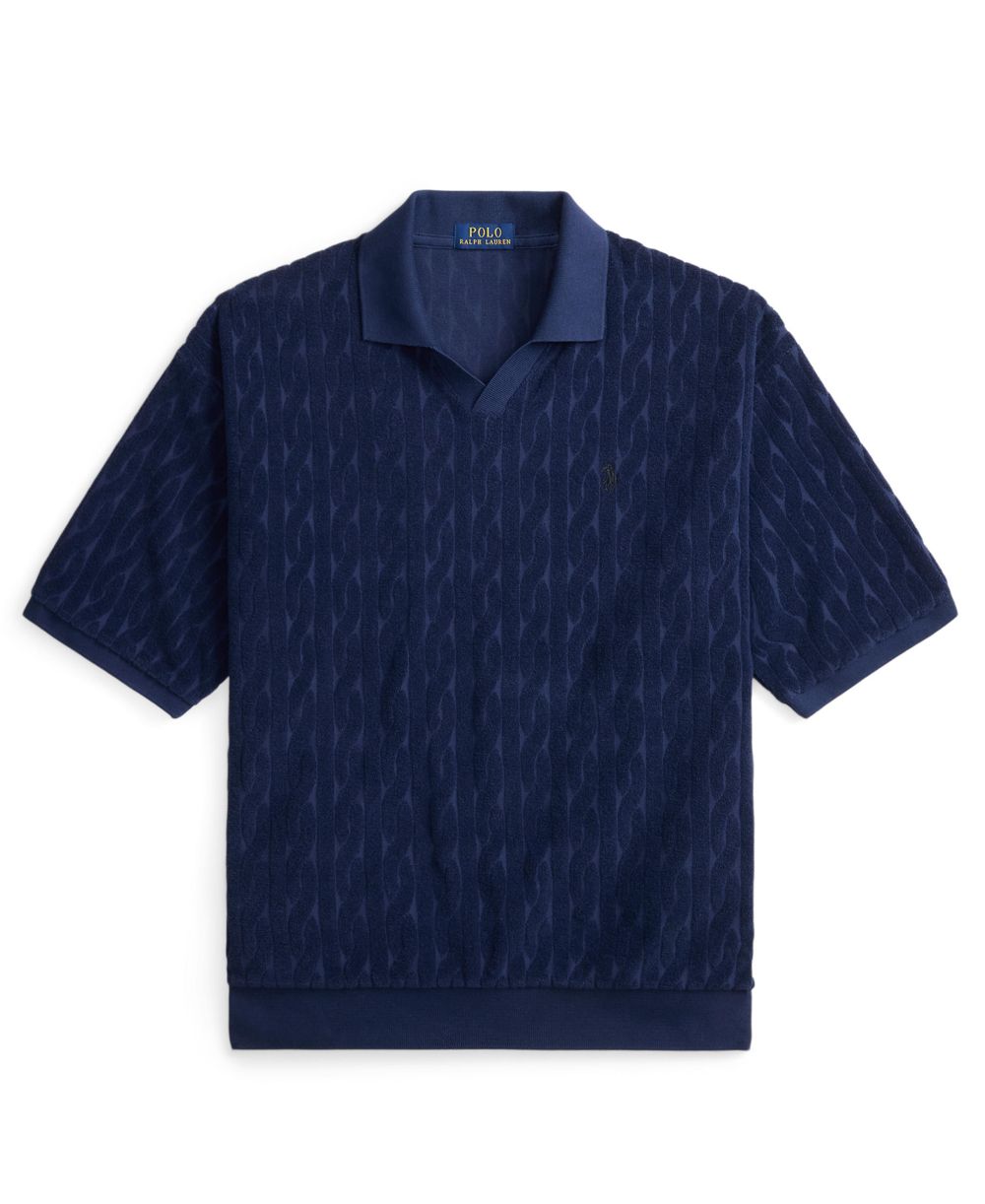 Men's Classic-Fit Cable-Knit Terry Polo Shirt