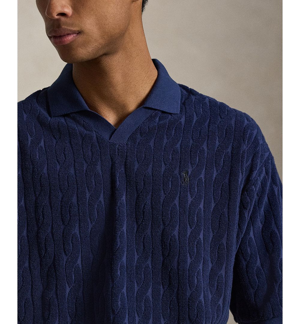 Men's Classic-Fit Cable-Knit Terry Polo Shirt