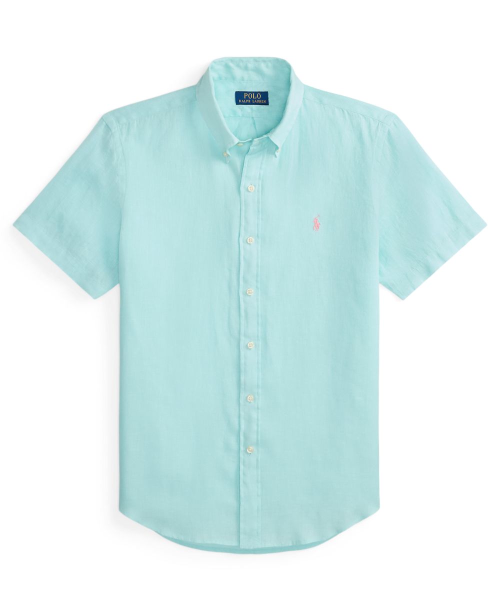 Men's Short-Sleeve Linen Button-Up Shirt