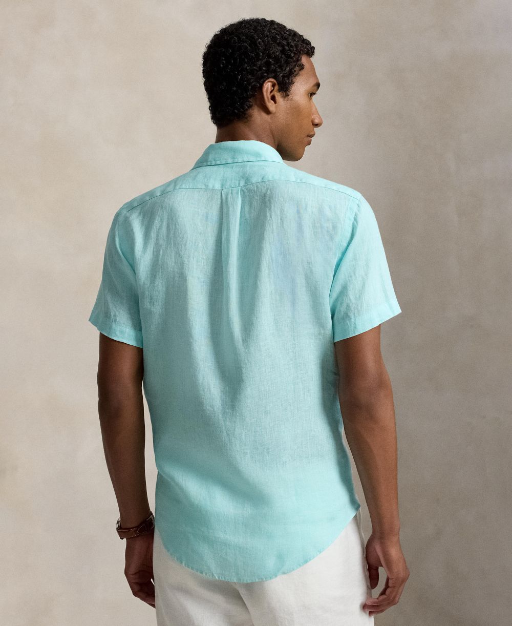 Men's Short-Sleeve Linen Button-Up Shirt