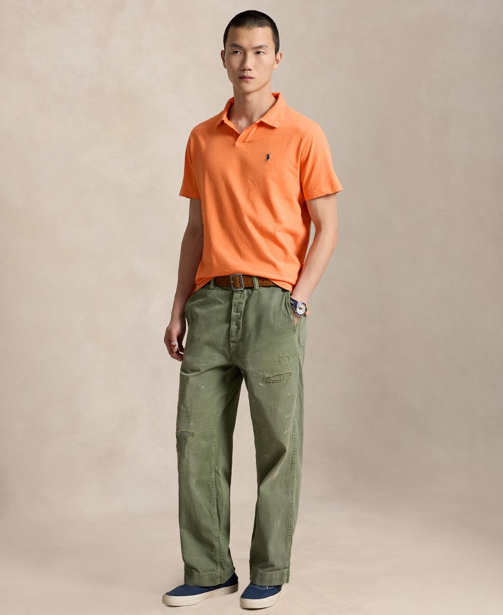 Standard Fit Cotton-Linen Polo Shirt