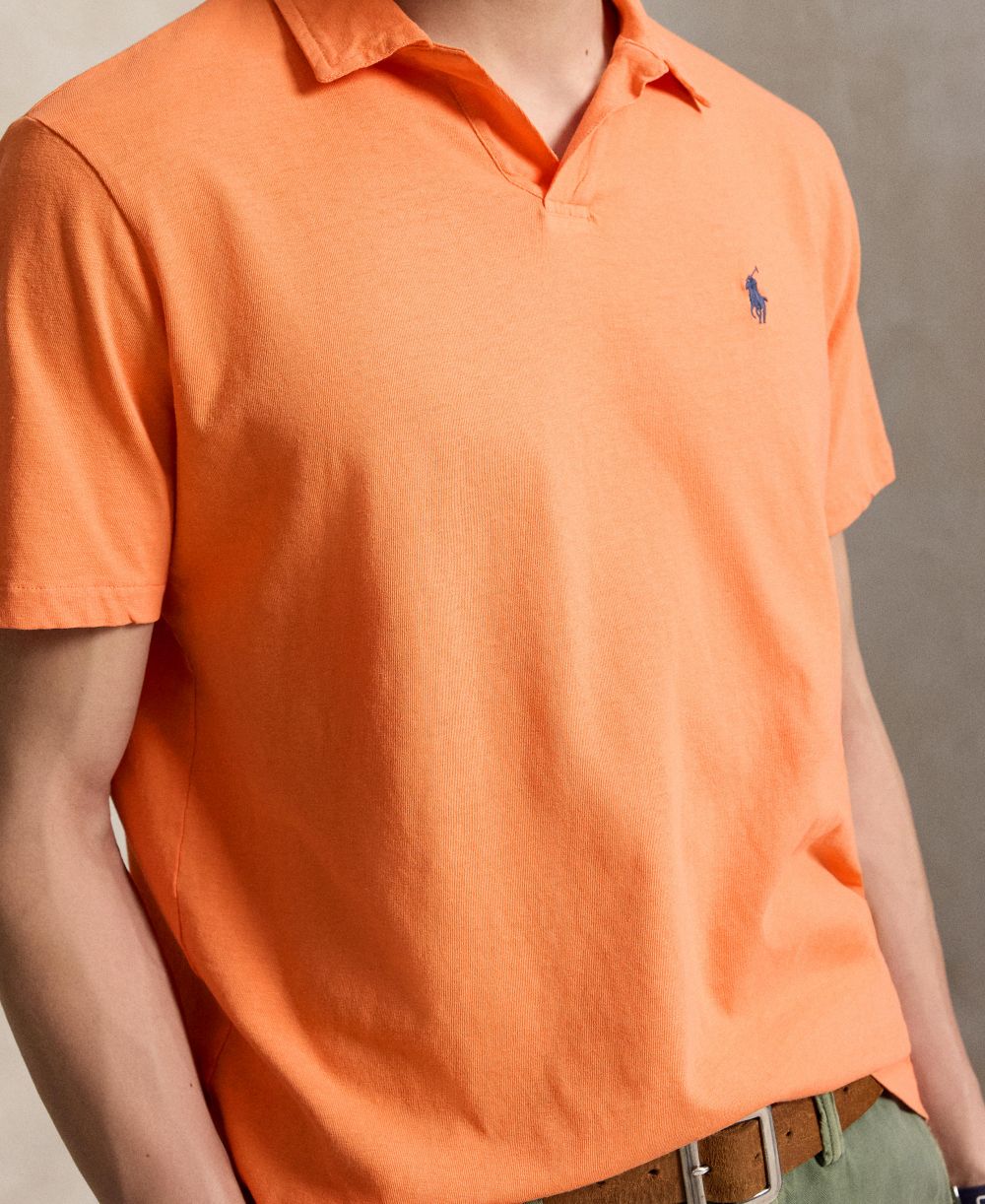 Standard Fit Cotton-Linen Polo Shirt