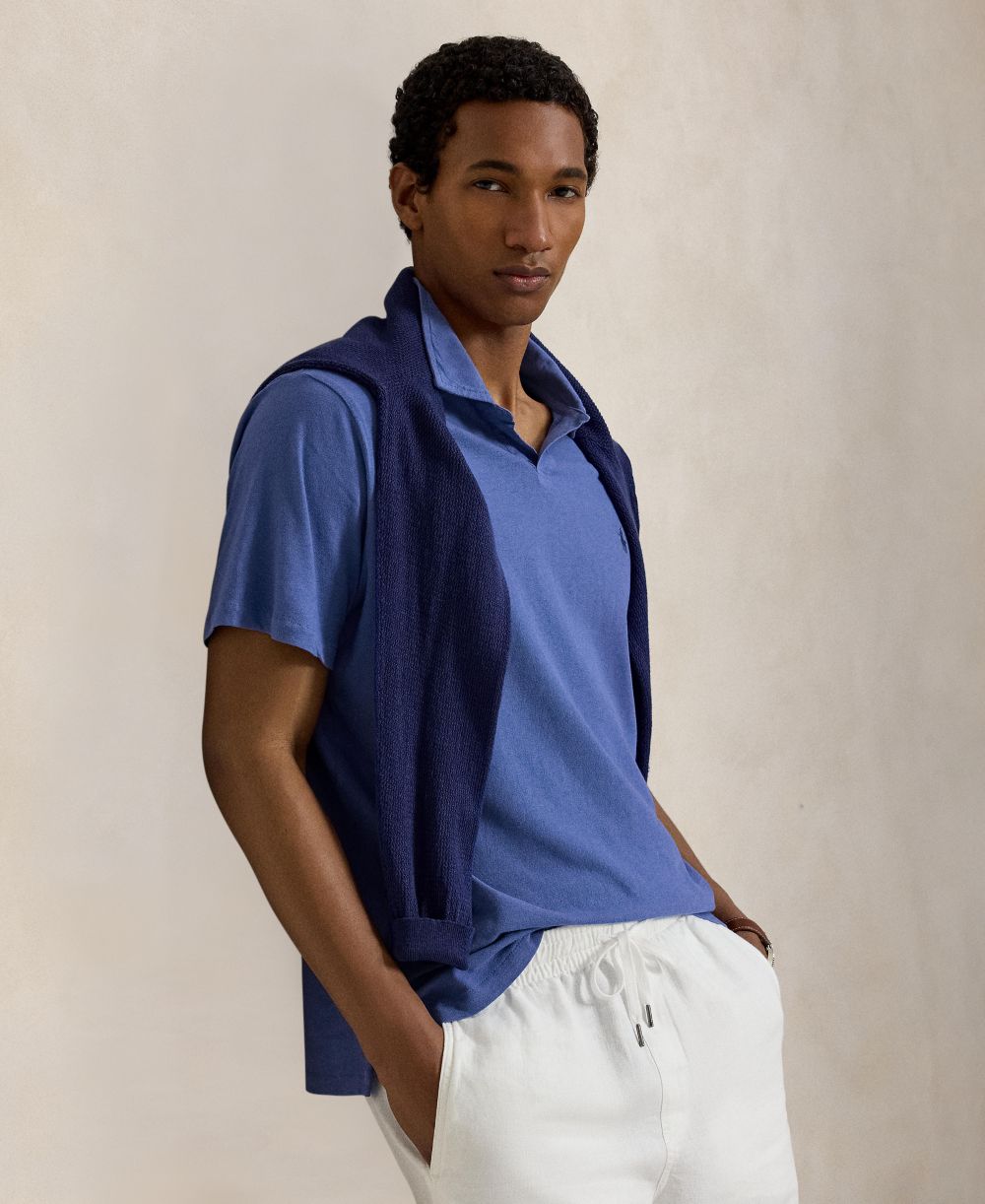 Standard Fit Cotton-Linen Polo Shirt