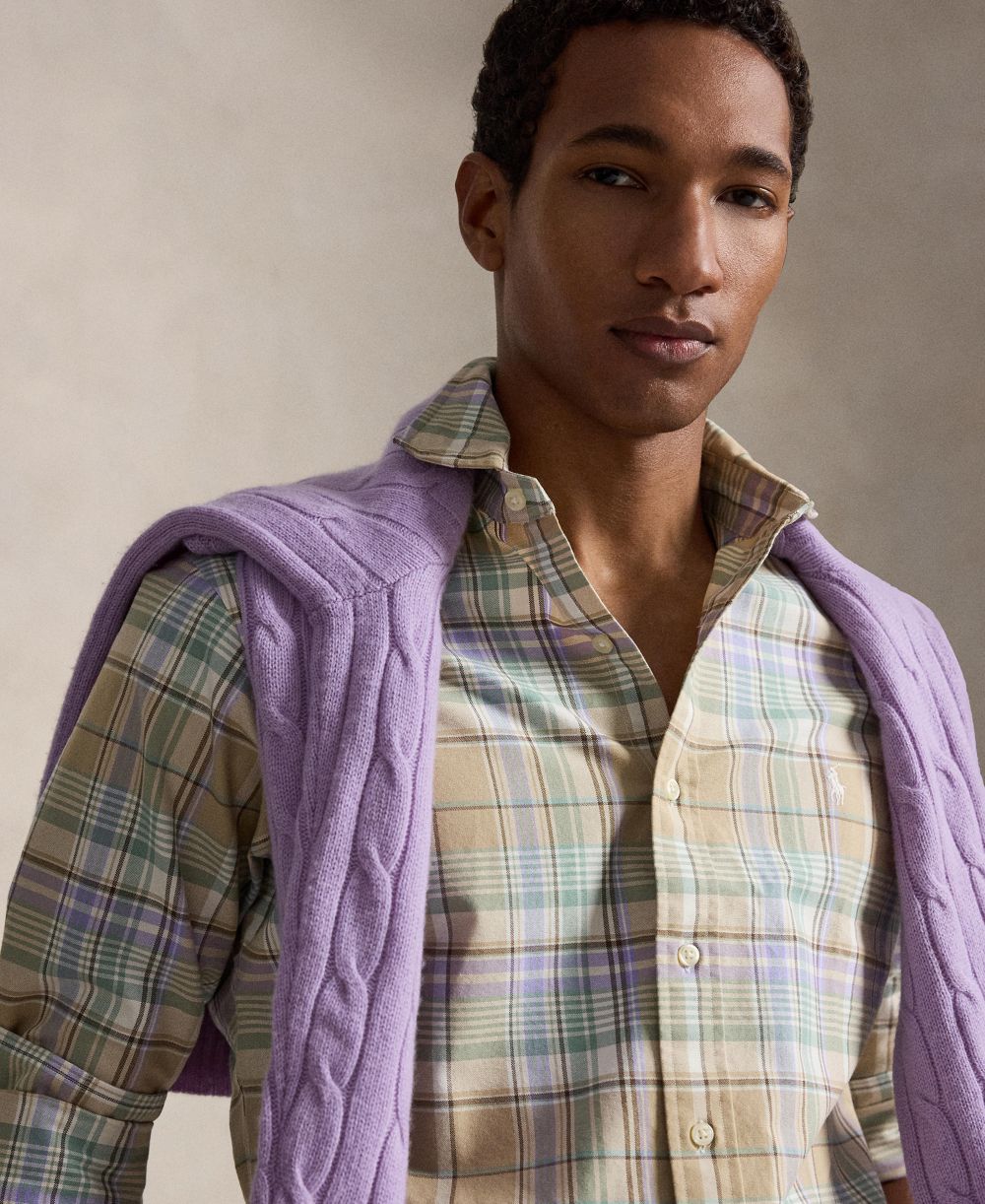Men's Custom-Fit Plaid Oxford Shirt