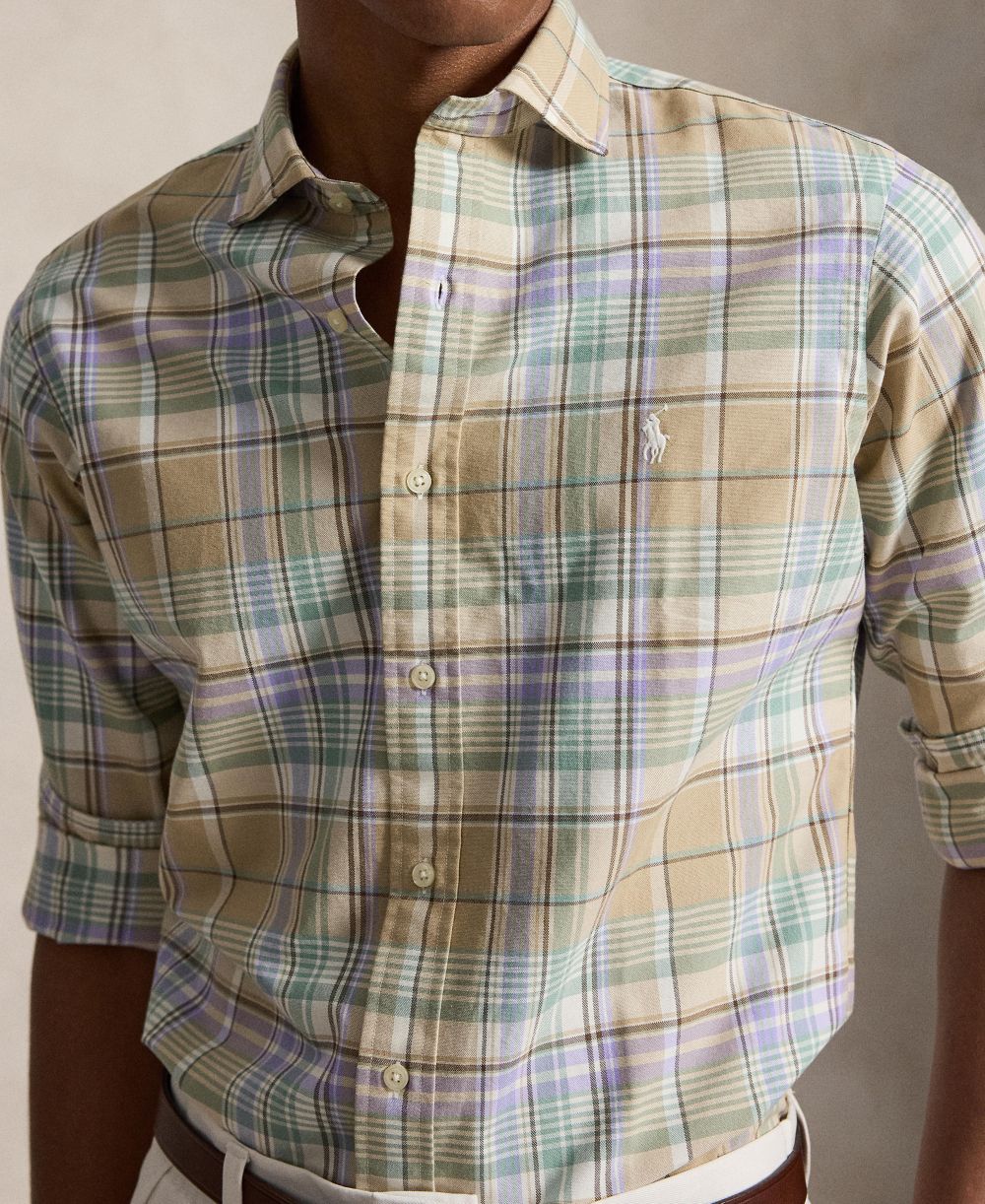 Men's Custom-Fit Plaid Oxford Shirt