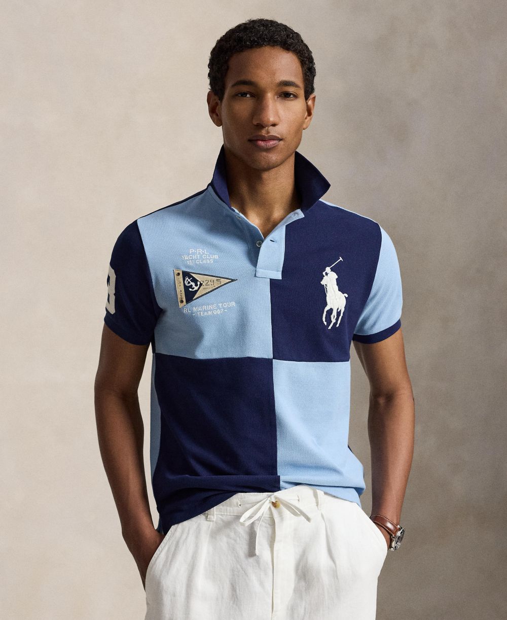 Men's Custom Slim-Fit Big Pony Mesh Polo Shirt