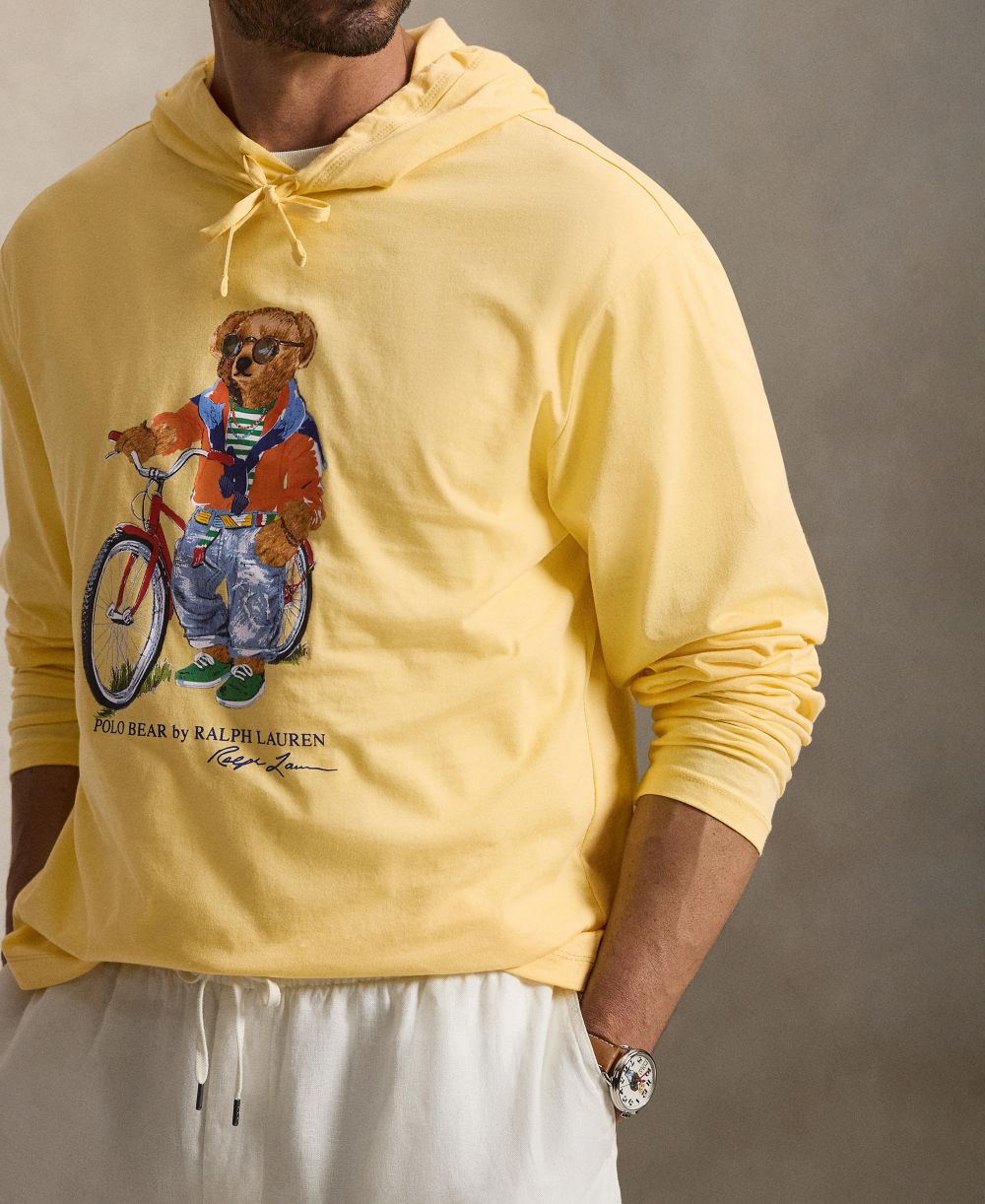 Men's Big & Tall Polo Bear Jersey Hooded T-Shirt